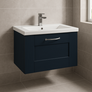 Bathroom  1 Drawer Wall Hung Minimalist Basin Unit - Express Cambridge Solid Wood