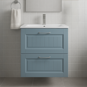 Bathroom  2 Drawer Wall Hung Minimalist Basin Unit - Chawton