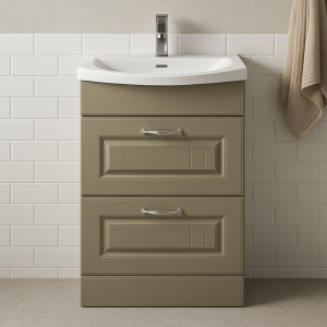Freestanding  Bathroom 2 Drawer Curve Basin Unit - Chawton