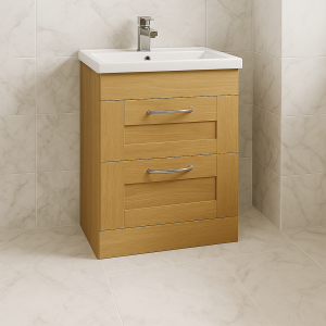 Freestanding  Bathroom 2 Drawer Rear Tap Basin Unit - New Milton Solid Wood