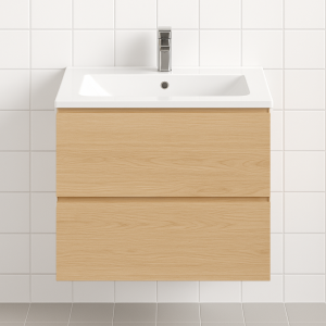 Bathroom  2 Drawer Wall Hung Minimalist Basin Unit - Selborne
