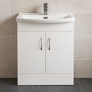 Freestanding  Bathroom 2 Door Curved Basin Unit - Lymington Acrylic