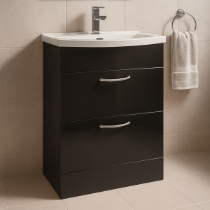 Freestanding  Bathroom 2 Drawer Curve Basin Unit - Lymington Acrylic