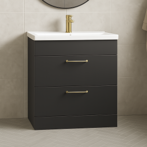 Freestanding  Bathroom 2 Drawer Mid Edge Basin Unit - Lymington Acrylic