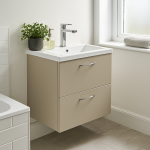 Bathroom  2 Drawer Wall Hung Mid Edge Basin Unit - Lymington Acrylic