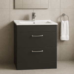 Freestanding  Bathroom 2 Drawer Minimalist Basin Unit - Lymington Acrylic