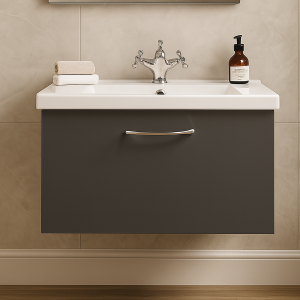Bathroom  1 Drawer Wall Hung Rear Tap Basin Unit - Lymington Acrylic