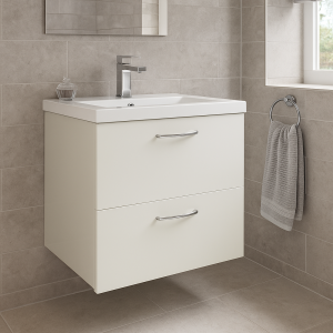 Bathroom  2 Drawer Wall Hung Rear Tap Basin Unit - Lymington Acrylic