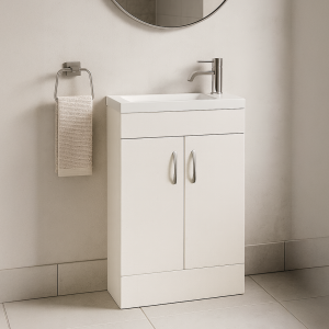Freestanding  Bathroom 2 Door Side Tap Basin Unit - Lymington Acrylic