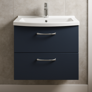 Bathroom  2 Drawer Wall Hung Curve Basin Unit - Meon
