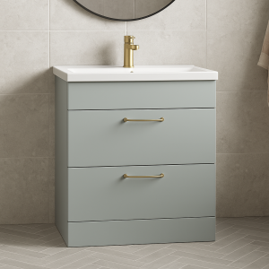 Freestanding  Bathroom 2 Drawer Mid Edge Basin Unit - Meon