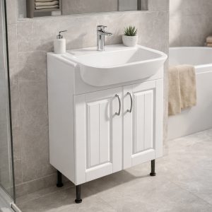 Bathroom  Double Door Semi Recessed Basin Unit - Chawton