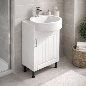 Bathroom Single Door Semi Recessed Basin Unit - Chawton