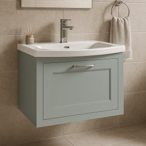 Bathroom  1 Drawer Wall Hung Curve Basin Unit - Wickham