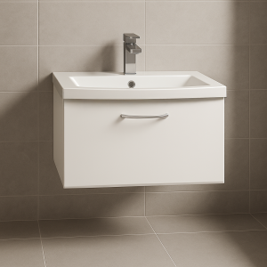 Bathroom 1 Drawer Wall Hung Mid Edge  Basin Unit - Hambledon