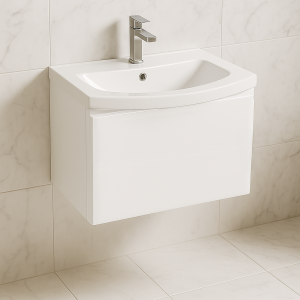Bathroom  1 Drawer Wall Hung Curve Basin Unit - Express Lucente