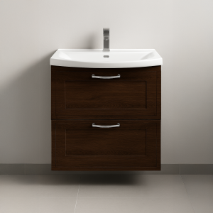 Bathroom  2 Drawer Wall Hung Curve Basin Unit - Wickham