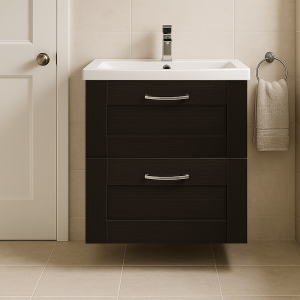 Bathroom  2 Drawer Wall Hung Mid Edge Basin Unit - Bramshaw