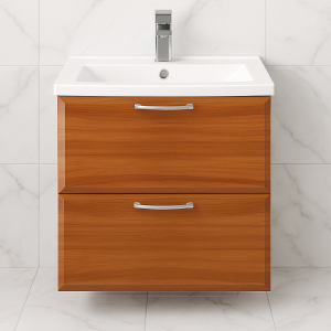 Bathroom 2 Drawer Wall Hung Mid Edge  Basin Unit - Hambledon