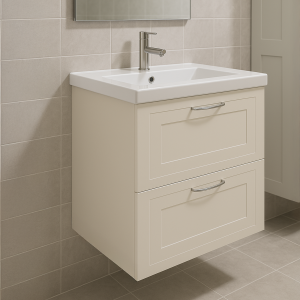 Bathroom  2 Drawer Wall Hung Rear Tap Basin Unit - Wickham
