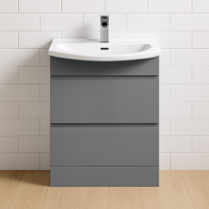 Freestanding  Bathroom 2 Drawer Curve Basin Unit - Express Lucente