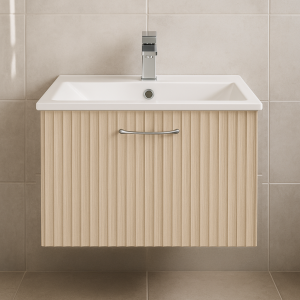 Bathroom 1 Drawer Wall Hung Minimalist  Basin Unit - Brockenhurst