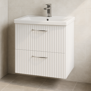 Bathroom 2 Drawer Wall Hung Mid Edge  Basin Unit - Brockenhurst