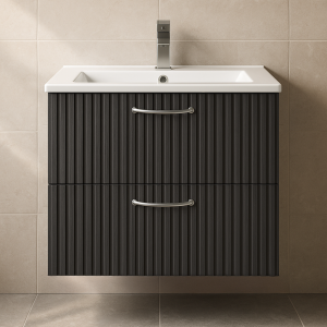 Bathroom 2 Drawer Wall Hung Minimalist  Basin Unit - Brockenhurst