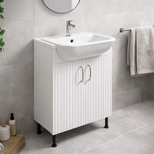 Bathroom Double Door Semi Recessed Basin  Unit - Brockenhurst