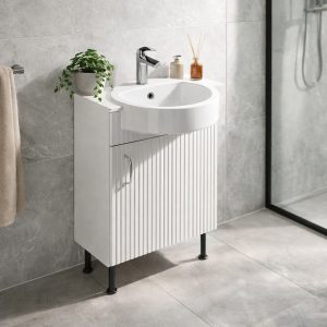 Bathroom Single Door Semi Recessed Basin  Unit - Brockenhurst