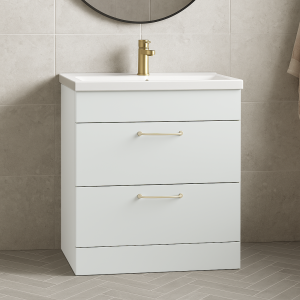 Freestanding  Bathroom 2 Drawer Mid Edge Basin Unit - Express Vivo