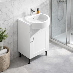 Bathroom  Single Door Semi Recessed Basin Unit - Wickham