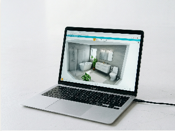 Online room planner on laptop
