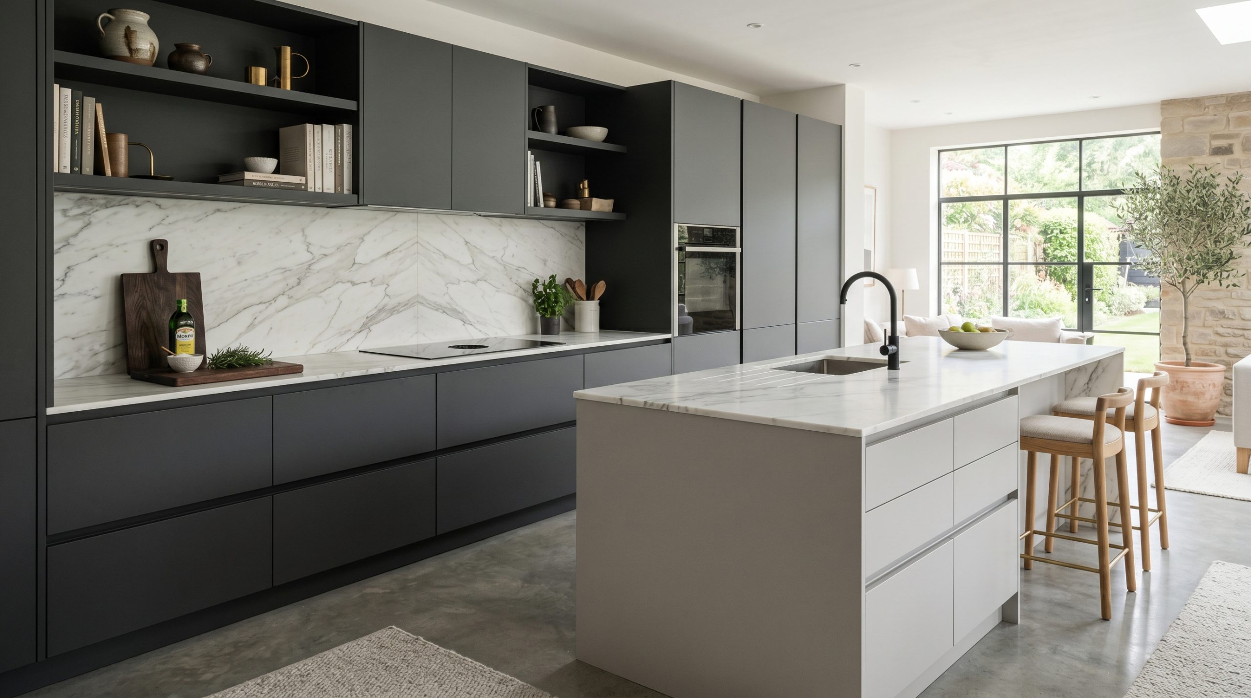 Selborne handleless kitchen in matt graphite