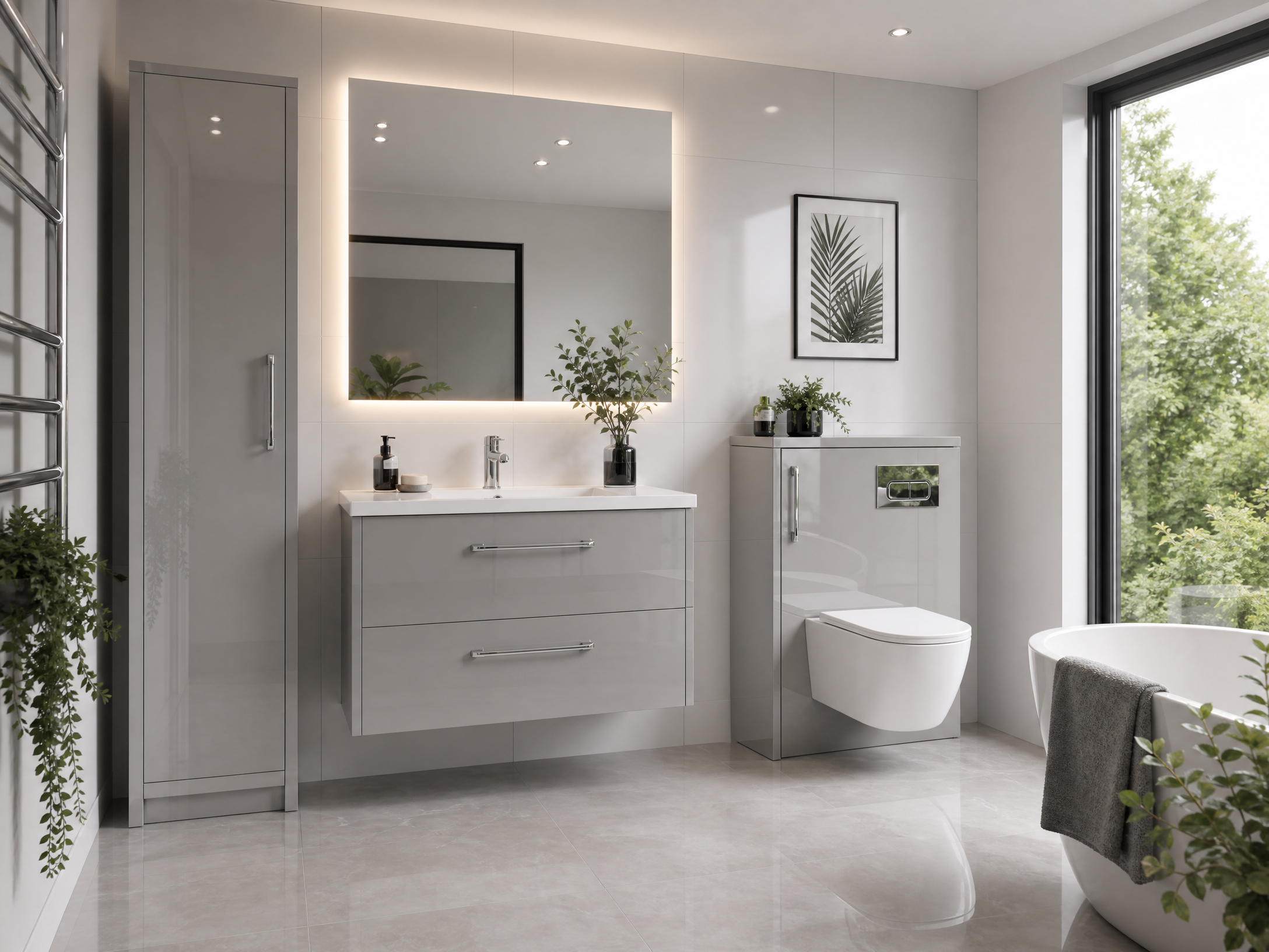Grey gloss shaker bathroom cabinet finish