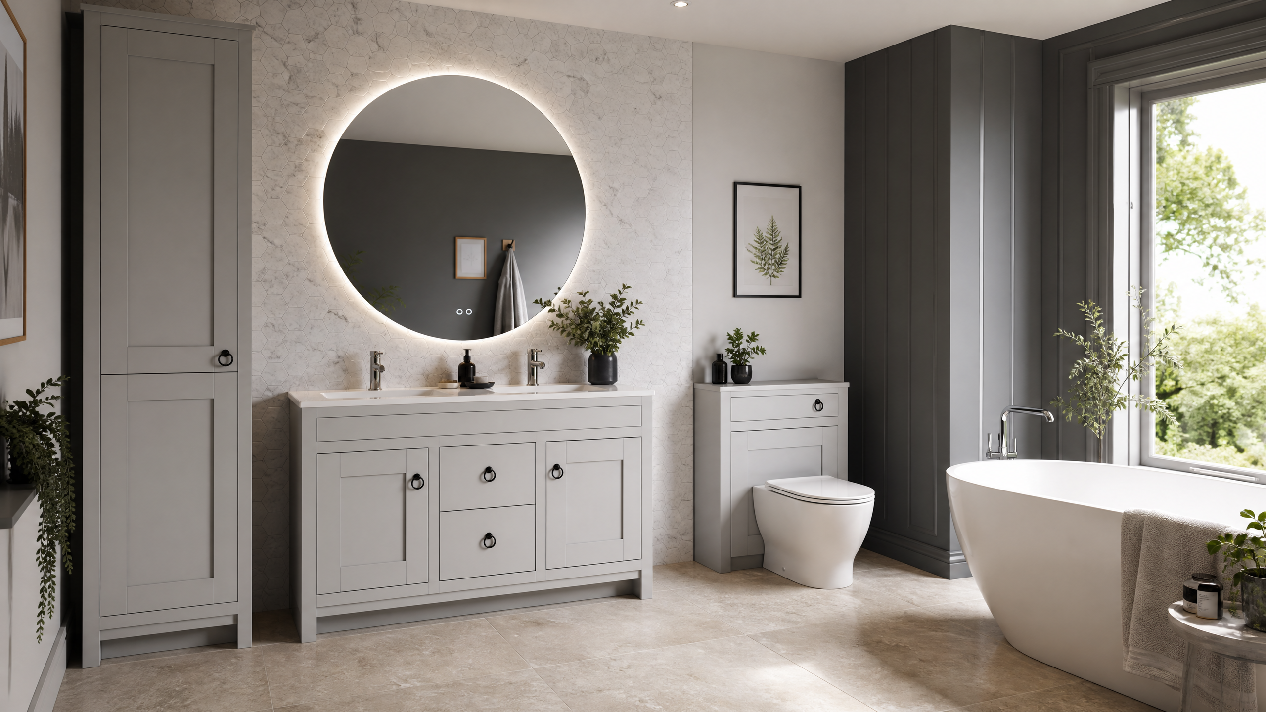 Grey supermatt shaker bathroom cabinet finish