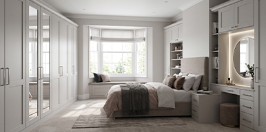 Paramount bedroom interior with fitted wardrobes and furniture